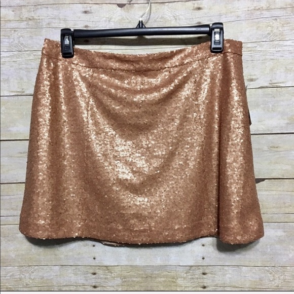 DECREE gorgeous rose gold bronze sequin mini skirt size M - Picture 3 of 6